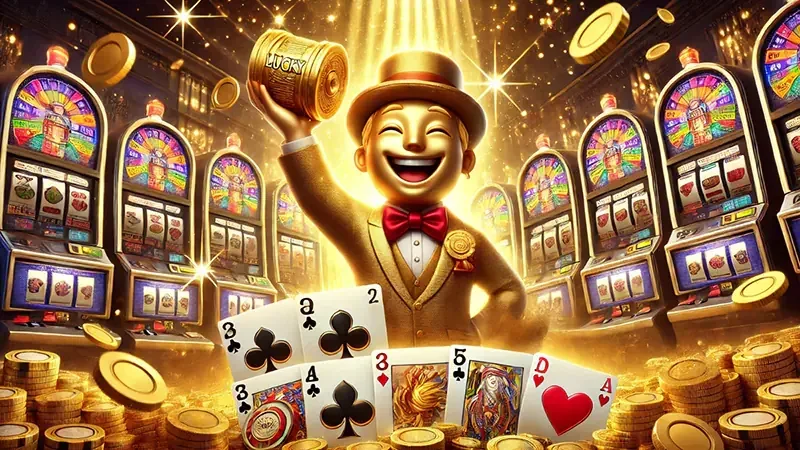 Reel slot dengan simbol tematik pada layar permainan